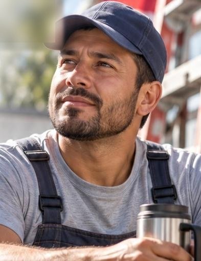Trabajador de construcción tomando un descanso